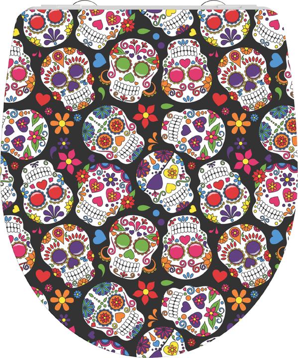 Actual product image Schütte WC seat Duroplast WC seat CRAZY SKULL Soft-close mechanism Quick-release fastener 82586 Skulls