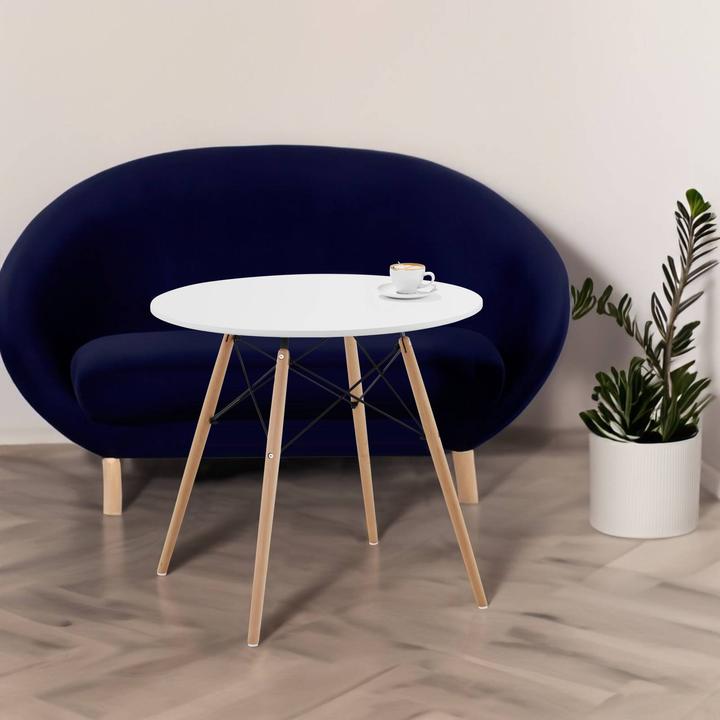 Produktbild Fromm & Starck Tisch rund Ø 80 cm Tischbeine Buche Esstisch weiss Stahlstreben schwarz 100 kg (80 x 80 cm)