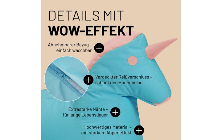 Produktbild Lumaland Sitzsack Einhorn 120 L, 75 x 65 cm