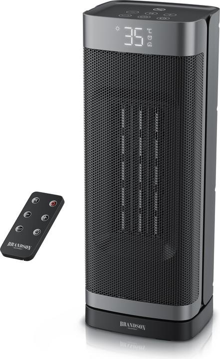 Brandson Keramik Heizlüfter 2000W, 70° Oszillation, Kippschutz, Temperatureinstellung 10-35°C, schwarz/silber (2000 W)