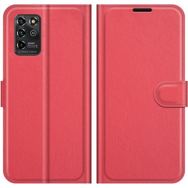 MU Classic Litchi Leder Bookcover Series (ZTE Blade V30 Vita), Smartphone Hülle, Rot