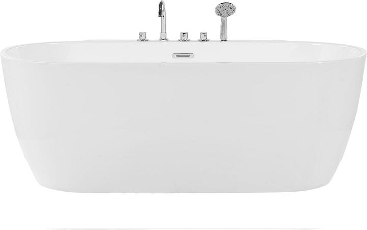 Beliani Bathtub freestanding white with tap oval 170 x 80 cm ROTSO (286 l, 170 cm, 80 cm)