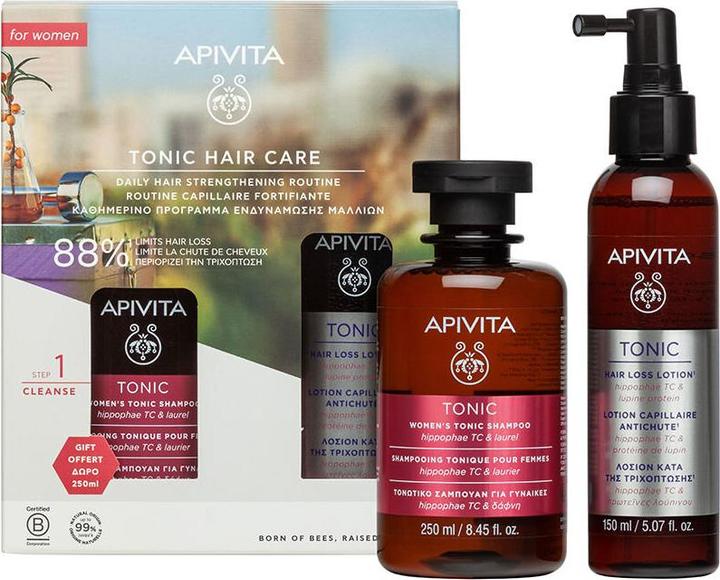 Produktbild Apivita Haarausfall Lotion für Frauen - 150 ml und Tonic Shampoo für Haarausfall - 250 ml (250 ml, Flüssiges Shampoo)
