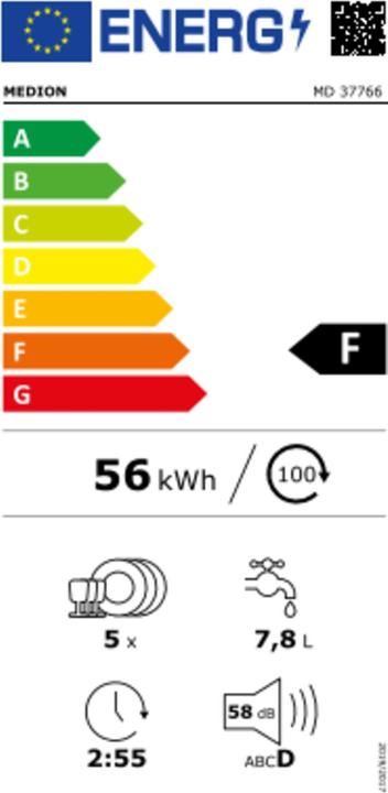 Energy Label Medion Life table-top dishwasher DWT51