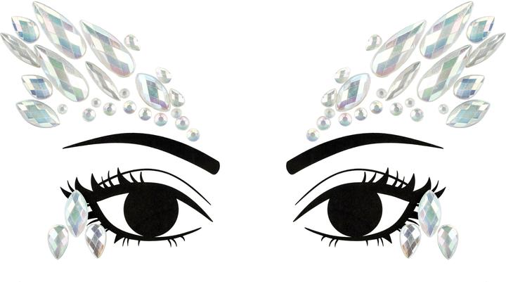 Actual product image Partydeco Face jewellery crystals silver, 14 x 8.5 cm