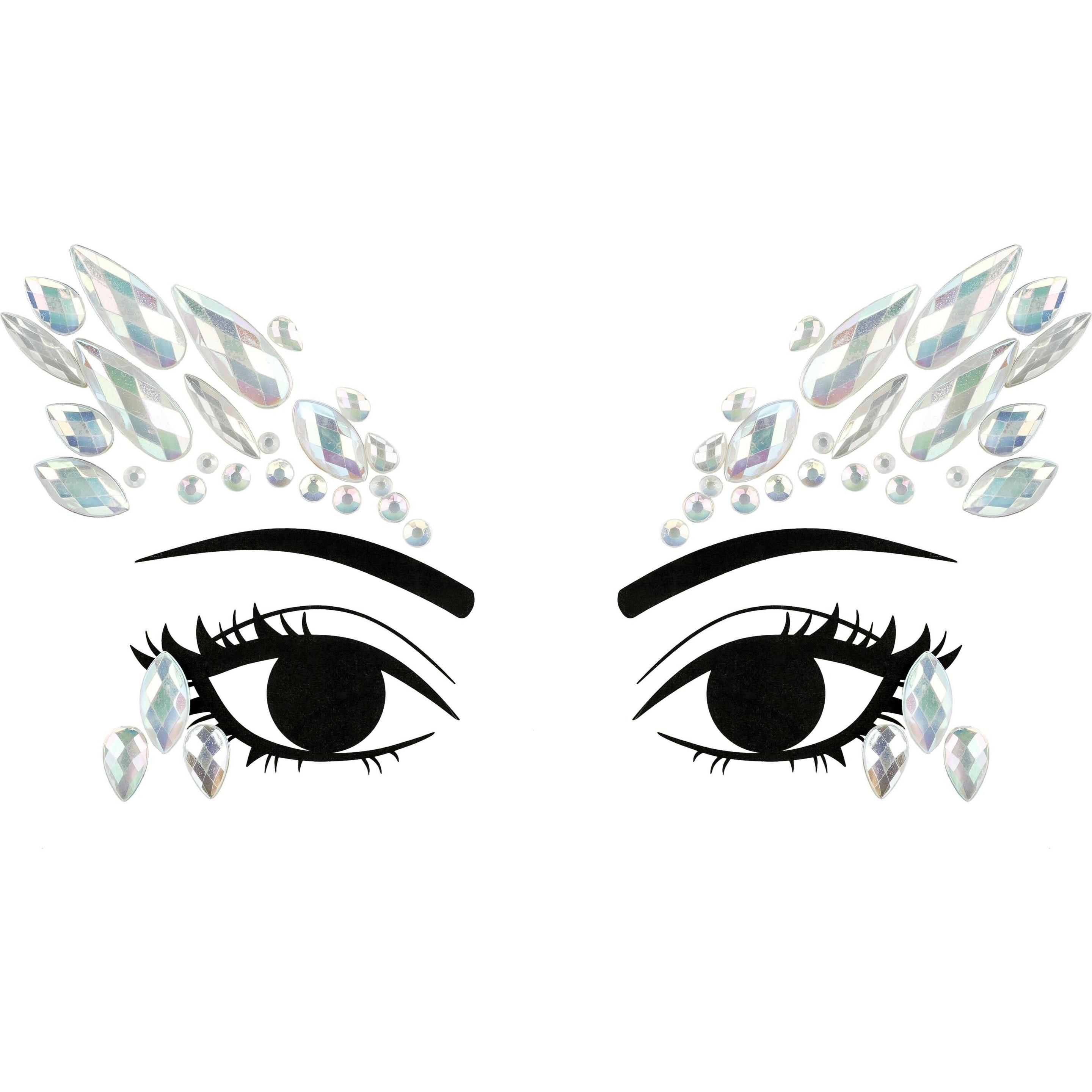 Partydeco Gesichtsschmuck Kristalle silber, 14 x 8.5 cm