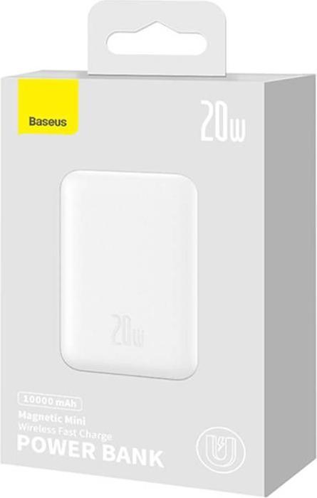 Productafbeelding Baseus Magnetische Powerbank, 10000mAh, 20W (wit) (10000 mAh, 20 W, 37 Wh)