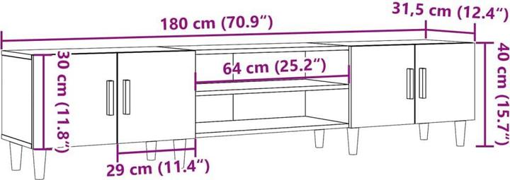 Actual product image vidaXL TV Schrank Tisch Lowboard Fernsehschrank Fernsehtisch Altholz-Optik (180 x 31.5 x 40 cm)
