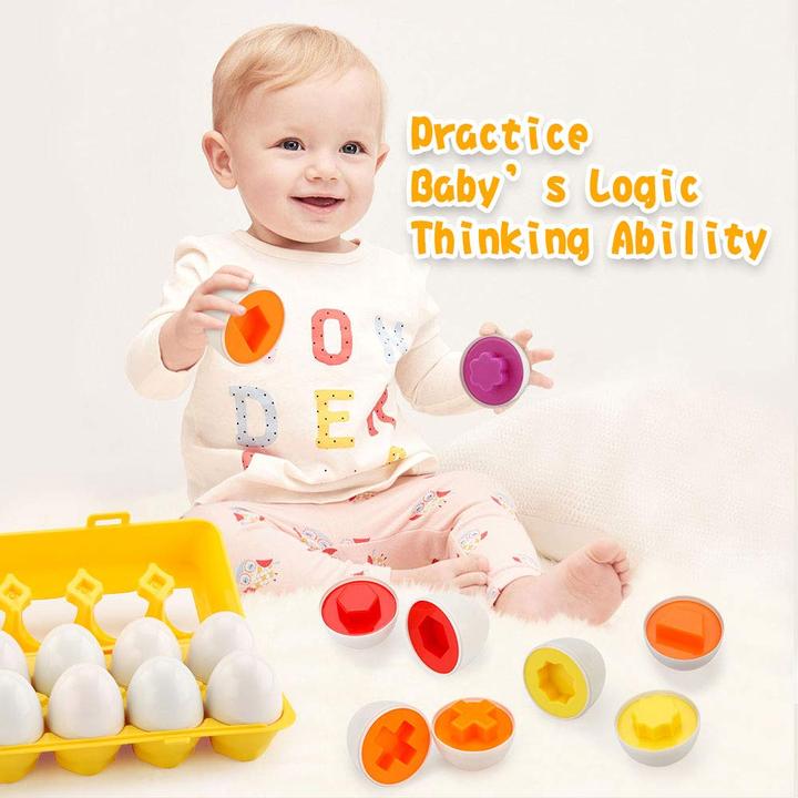 Image du produit Activity Board OEufs assortis 12PCS puzzle de reconnaissance des couleurs et des formes jouet éducatif pour les