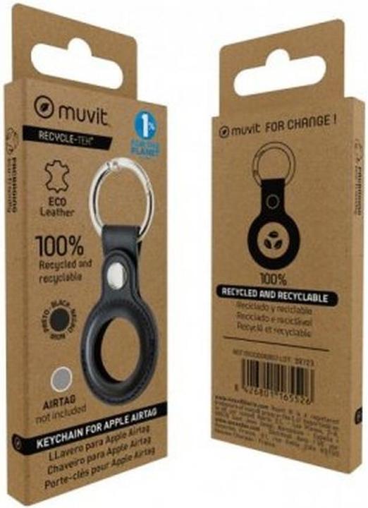 Produktbild Muvit For Change Airtag Black Pu Leather Keychain