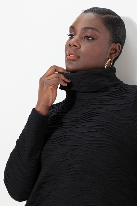 Actual product image Ulla Popken Wave Textured Turtleneck Blouse (54)