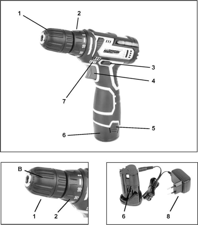 Produktbild Mannesmann Akkubohrschrauber 12 V (Akkubetrieb)