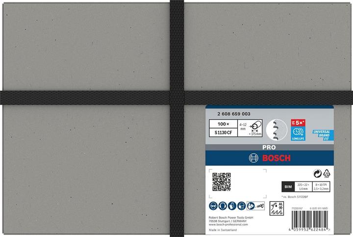 Actual product image Bosch Professional Zubehör PRO Thick Metal Demolition S1130CF blade, 1.6 x 22 x 225 mm, 100 pcs.