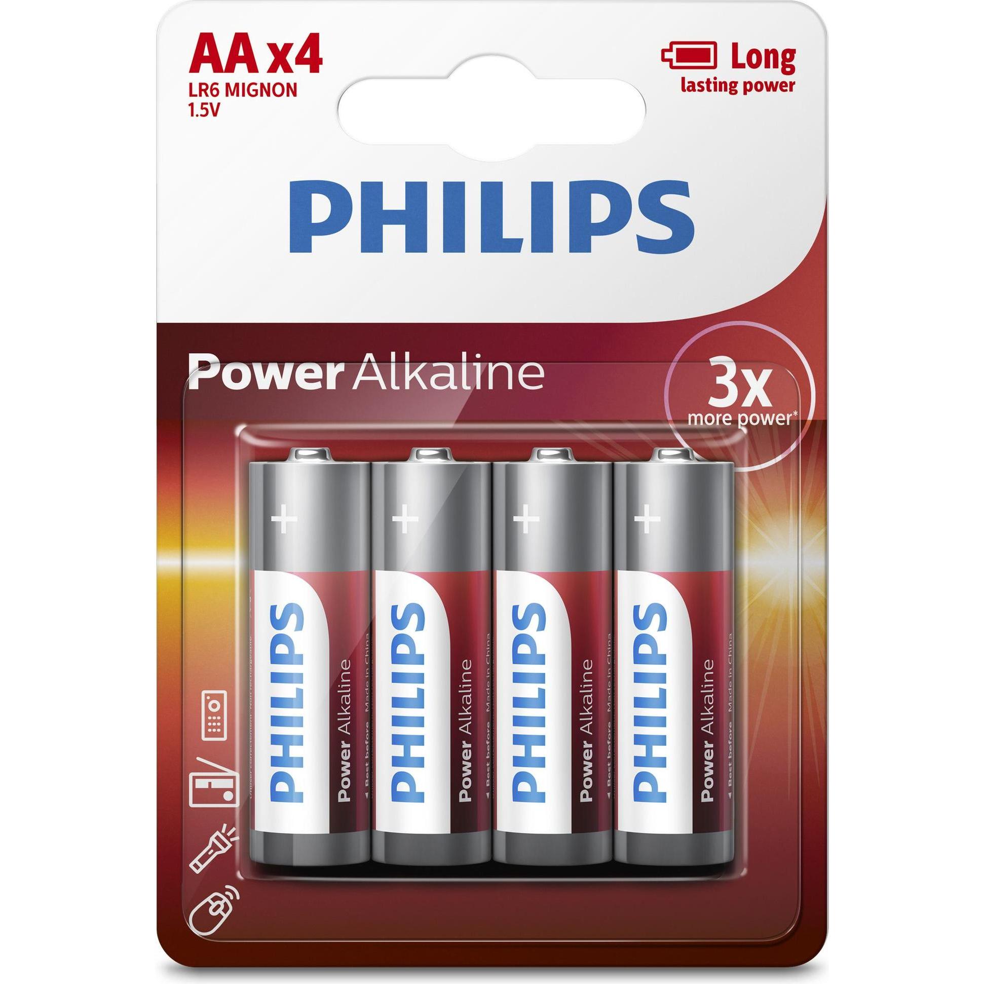 Thumbnail - Philips Batterie Batterie Power Alkaline AA 4 Stück (4 Stk., AA), Batterien + Akkus
