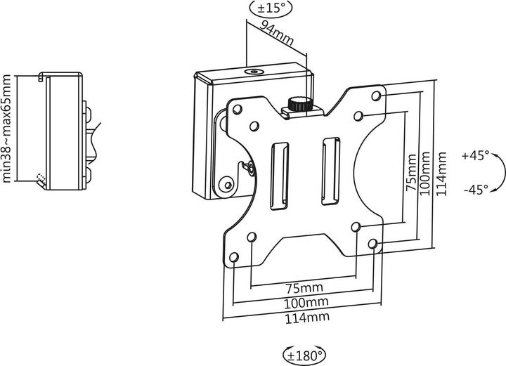 Produktbild InLine Slatwall Monitorhalterung kurz (13", 6.50 kg)