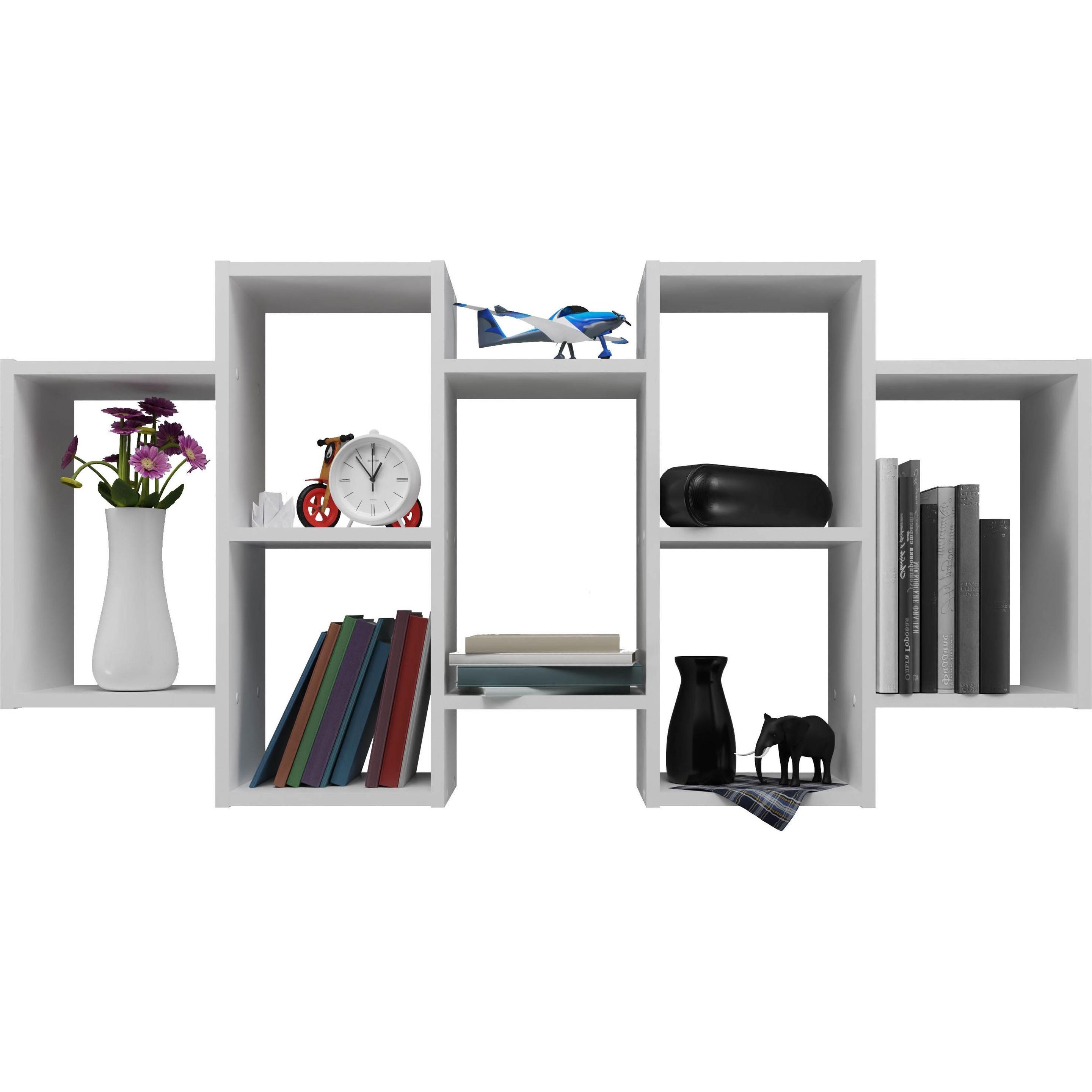 Topeshop, Regal, BILBAO 7.0 BIEL Regal Schweberegal Wandverteiler Partikelbord Weiss (129.5 x 20 x 65 cm)
