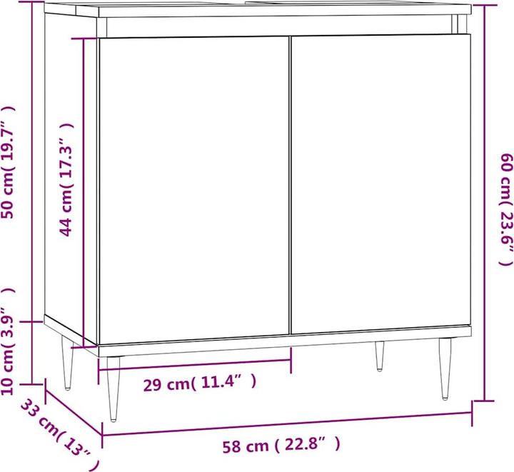 Immagine prodotto vidaXL Badschrank Grau Sonoma 58x33x60 cm Holzwerkstoff, Farbe (58 x 33 x 60 cm)