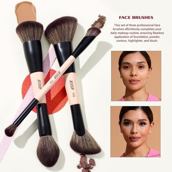 Actual product image Jessup Jessupset Peach Dust Perfection Beauty Kit - 7 Double-Sided Makeup Brushes And 2 Makeup Sponges (Set)