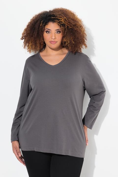Actual product image Ulla Popken Back To Basics V-Neck Relaxed Fit Cotton Tee (62)