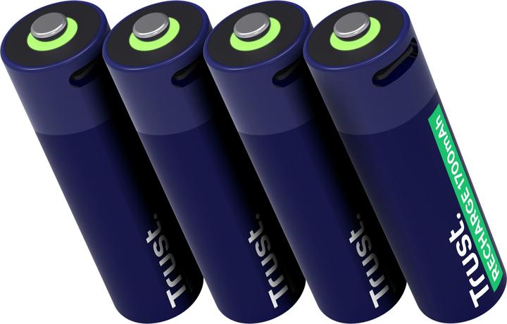 Actual product image Trust USB-C Rechargeable Batteries 4p (4 pcs., AA, 1700 mAh)