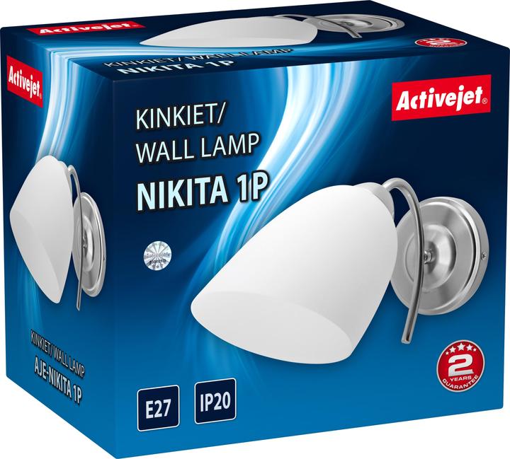 Produktbild Activejet NIKITA 1P Wandbeleuchtung Für die Nutzung im Innenbereich geeignet E27 Nickel (E27)