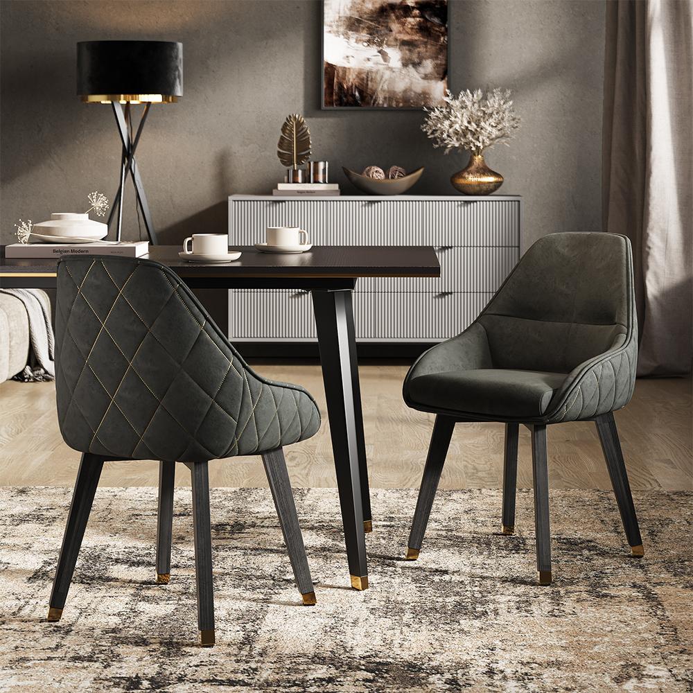 Thumbnail - Vichy, Stühle, Esszimmerstuhl Goldamo, Anthrazit/Gold, 53 x 55.5 cm 2er-Set