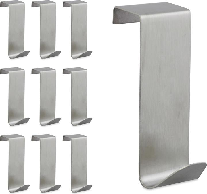 Relaxdays Steel Door Hook, Set of 10
