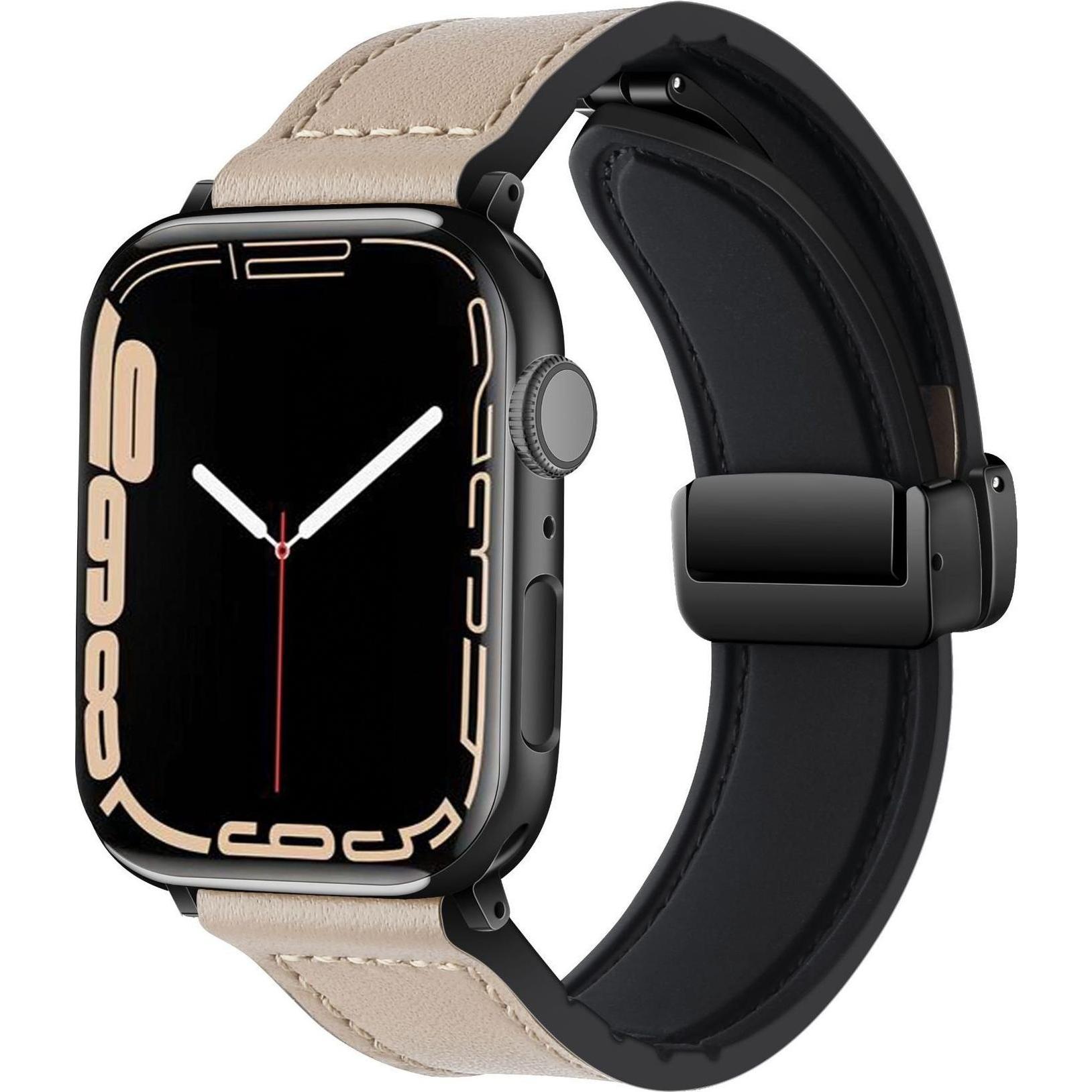 Strap-it Lederarmband (PU-Leder, Apple Watch), Uhrenarmband, Beige