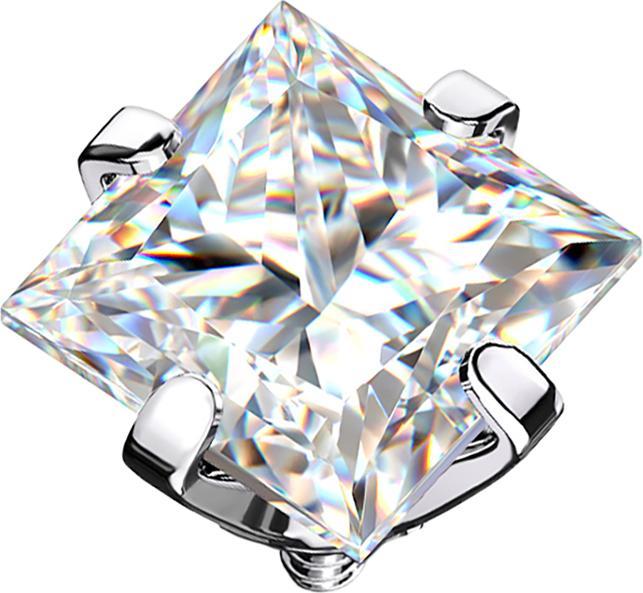 Actual product image Star Piercing Dermal Anchor silver square crystal silver set (Titanium, without brass)