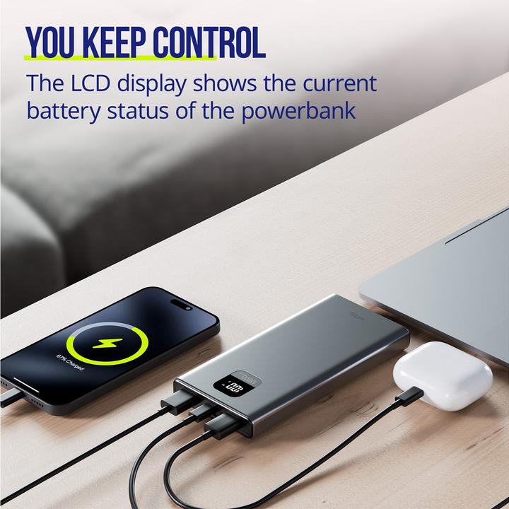 Produktbild Allity power bank APB-100 PD QC 22.5W 10000 mAh gray (10000 mAh, 22.50 W, 22.50 Wh)