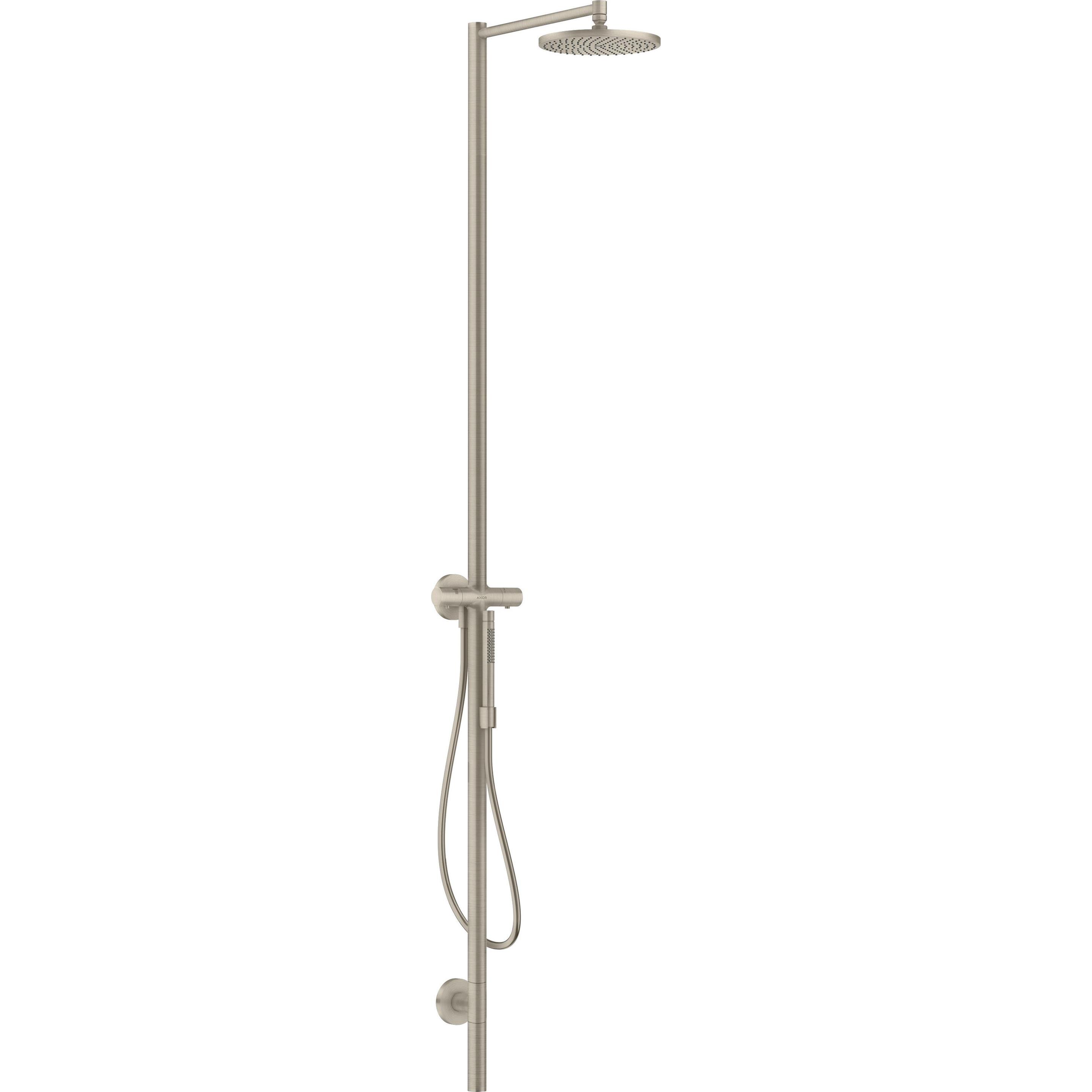 hansgrohe, Duschsystem, AXOR Starck Duschsäulen Set, Kopfbrause 240 1jet, mit Thermostat, Aufputzmontage