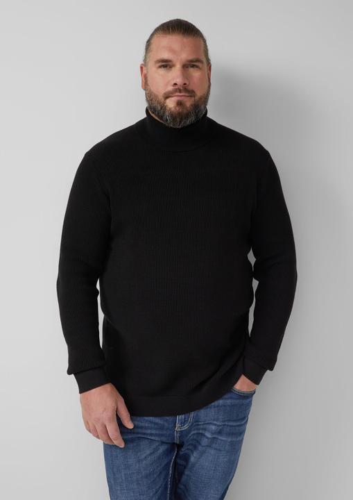 Produktbild s.Oliver Strickpullover Strukturmix-Pullover aus reiner Baumwolle mit Rollkragen (4XL)