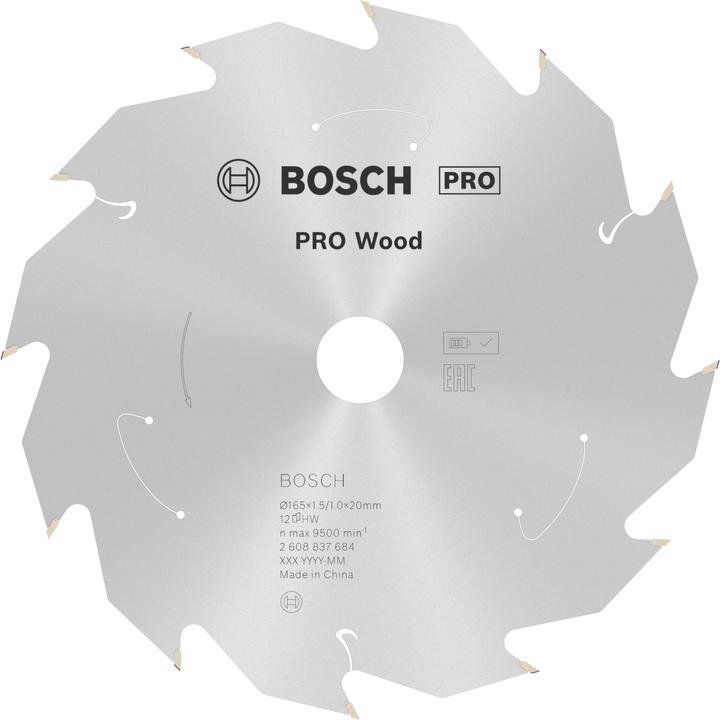 Productafbeelding Bosch Professional Zubehör Cirkelzaagblad Standaard voor hout, 165x1,5/1x20, 12 tanden