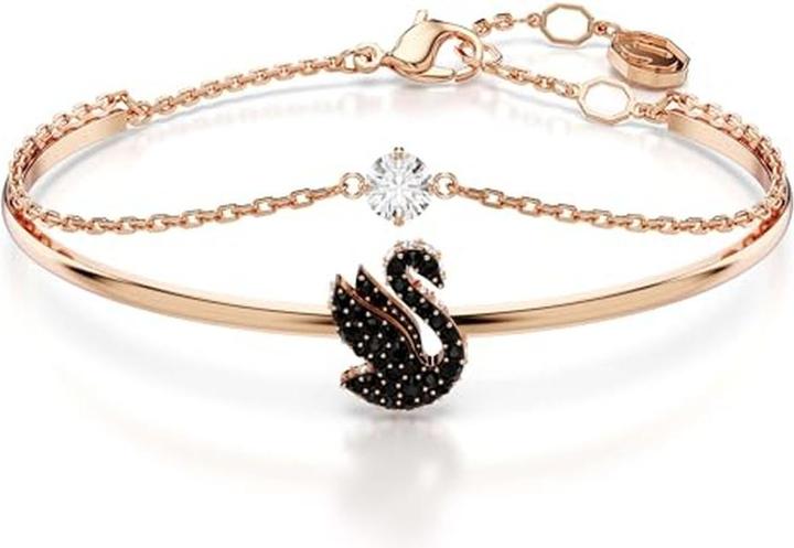 Swarovski Iconic Swan Armreif Schwan Schwarz Roségold (Swarovski Metall)