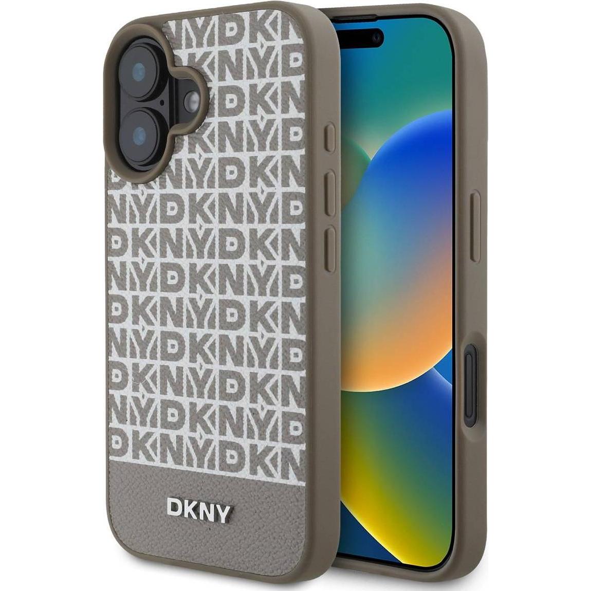 DKNY Repeat Pattern Bottom Stripe Case (Apple iPhone 16), Smartphone Hülle, Weiss