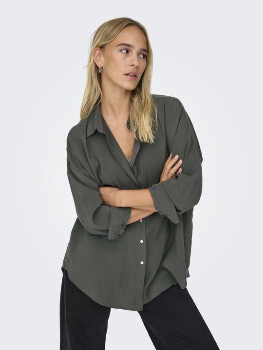 Produktbild Only Locker geschnitten Hemdkragen Ärmelbündchen mit Knopf Tief angesetzte Schulter Hemd Hemd (XL)