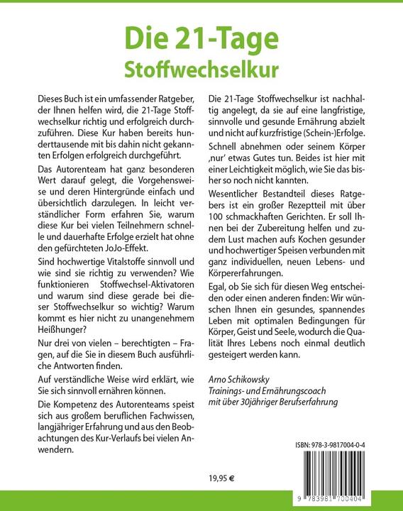 Actual product image Die 21-Tage Stoffwechselkur - das Original- (German Edition) (German, Christian Mörwald, Rudolf Binder, Arno Schikowsky, 2014)