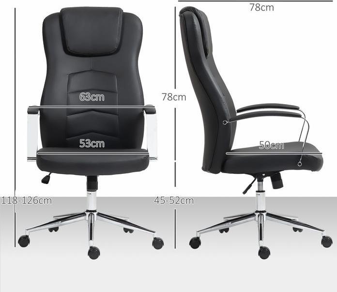Produktbild Swisshandel24 Bürostuhl mit Kippfunktion gepolstert Schreibtischstuhl höhenverstellbar Schwarz (45 - 52 cm)