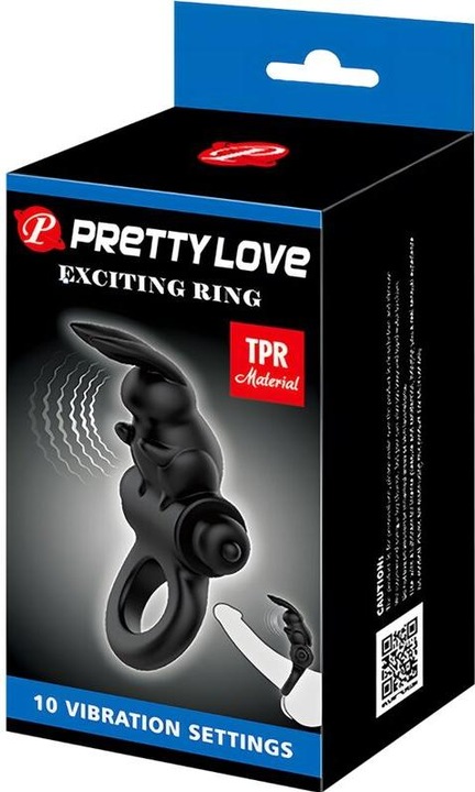 Produktbild Pretty Love - Aufregender Ring Rabbit Vibratorring 10 Vibrationen Schwarz (2.40 cm)