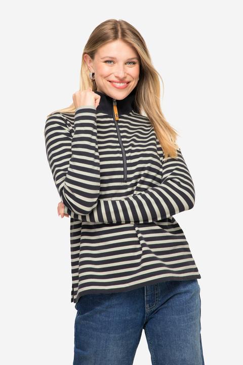 Produktbild Laurasøn Sweatshirt, Ringel, Troyer-Kragen, Langarm, OEKO-TEX (L)