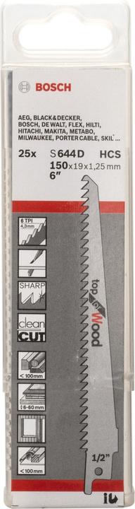 Productafbeelding Bosch Professional Zubehör Sabelzaagblad S 644 D, Top fo