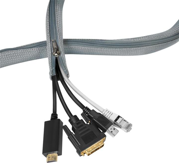 Actual product image LogiLink Cable conduit with zip, 1.0 m, grey made of polyester, abrasion-, tensile- & deformation-resistant (Cable conduit, 100 cm)
