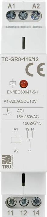Actual product image Tru Components TC-GR8-116/12 Auxiliary switch 1 changeover contact 12 V/AC, 12 V/DC 16 A