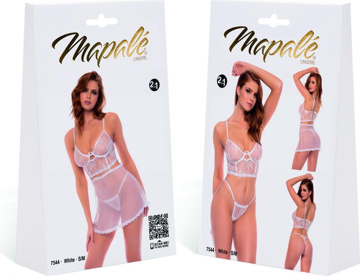 Actual product image Mapale Two-in-One Babydoll and Two Piece Set - S/M - White (M, S)