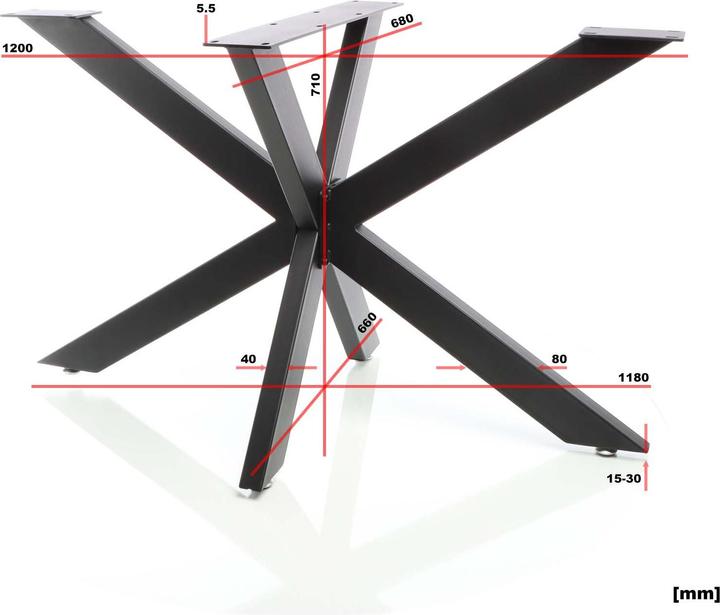 Produktbild Wiltec XPOtool Tischbeine Spider-Profil 71x68x120cm schwarz Tischkufen Tischgestell