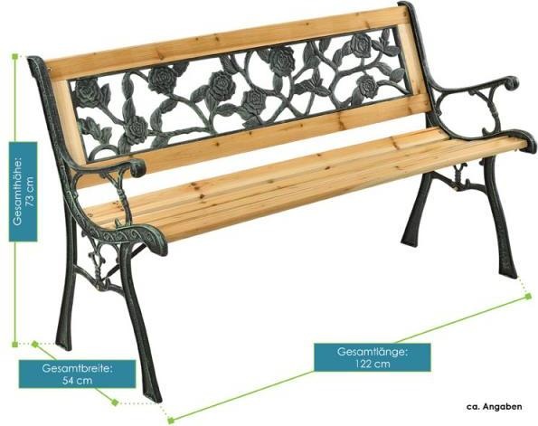 Actual product image Hauptner Cast Iron Garden Bench (2-seater) with Rose Pattern