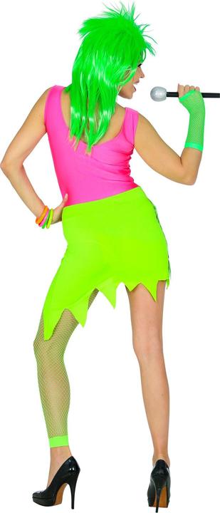 Widmann 80er Jahre Neon Kleid mit fingerlose Netzhandschuhe