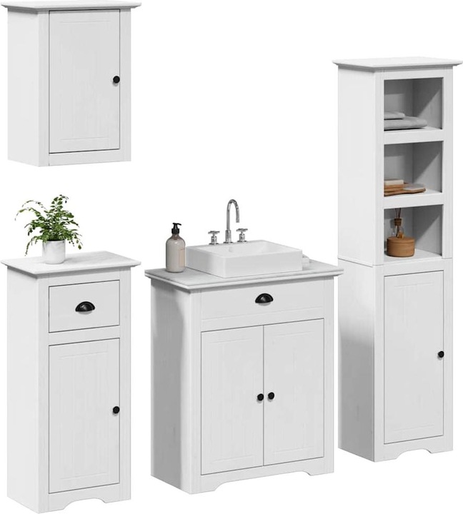 Produktbild VidaXL 4-tlg. Badmöbel-Set BODO Weiss Massivholz Kiefer