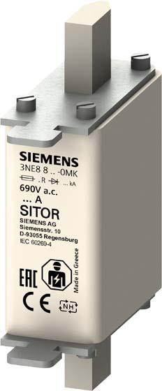 Actual product image Siemens SIEM 3NE8820-0MK SITOR semiconductor protection fuse 80A AC 690V/DC 440V operating cla (80 A)