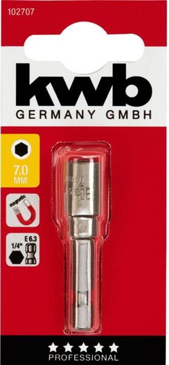 Image du produit kwb Clé à douille 7Mm, magnétique, E6.3 (7 mm)
